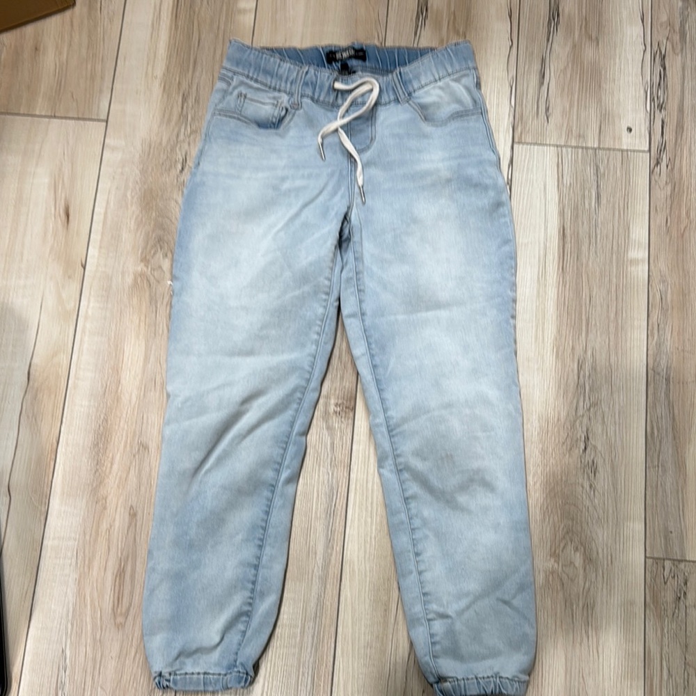 Rewash Women’s XS ( 00-1 ) Jean Joggers light wash pants tie waist